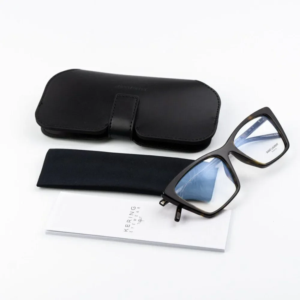 NEW Saint Laurent SL737 MICA THIN OPT 002 Dark Havana Cat Eye Unisex Eyeglasses
